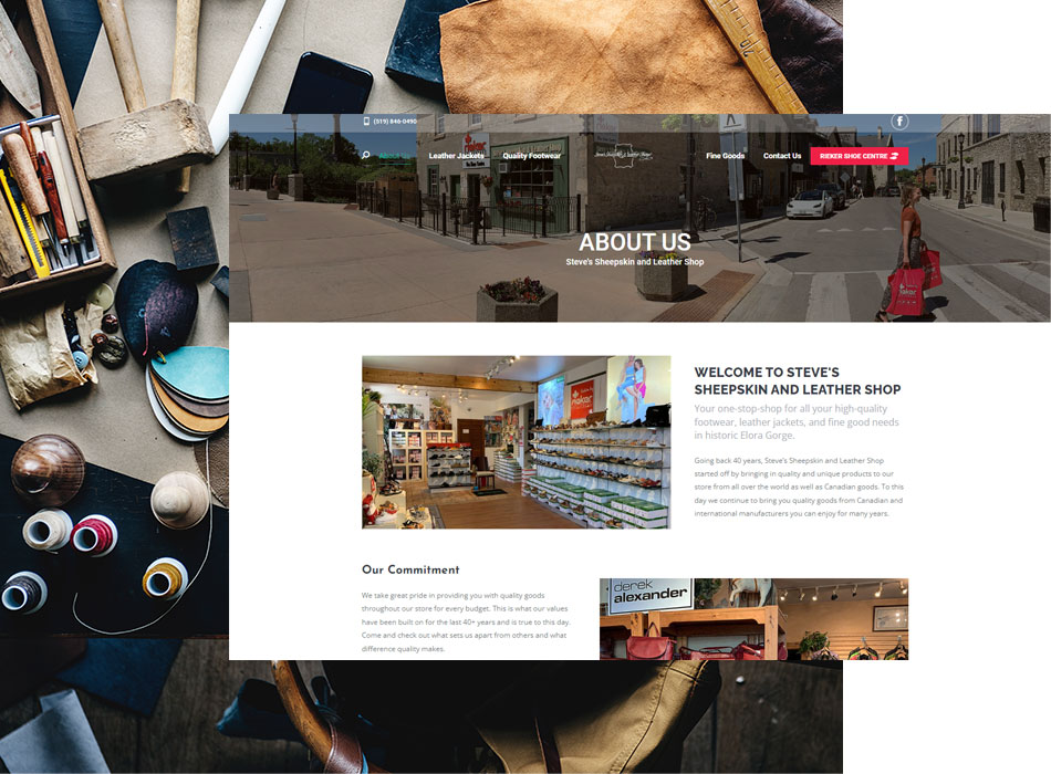 Sheepskin about us page website design layout