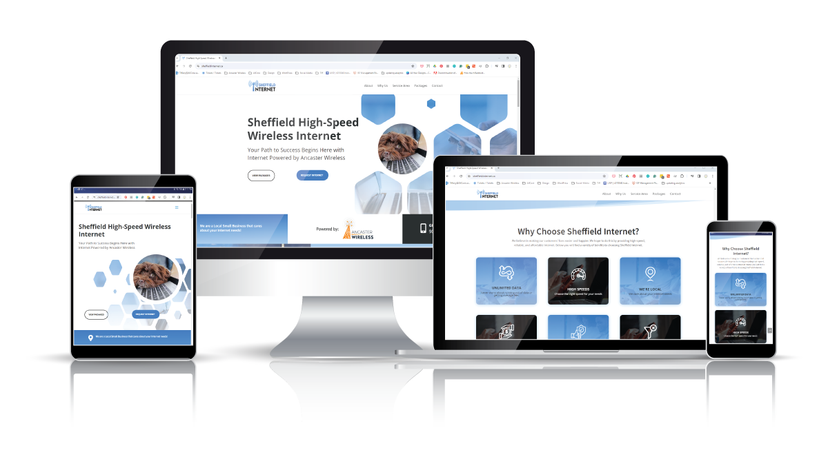 Responsive website layout for Sheffield Internet