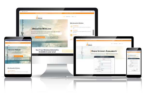 Responsive website design layouts for Ancaster Wireless
