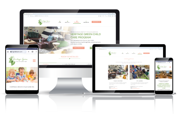 Responsive website design layouts for Heritage Green Child Care Inc.